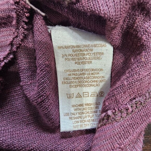 Free People Mauve Long Sleeve Mesh Back Top Embroidered Details size S - Picture 7 of 15